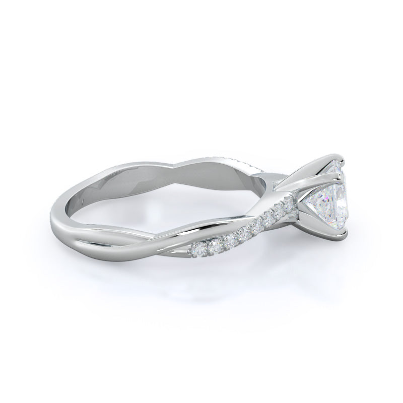 Princess Cut Vine Diamond Engagement Ring with Lab Grown Diamond in 14KT Platinum view 3
