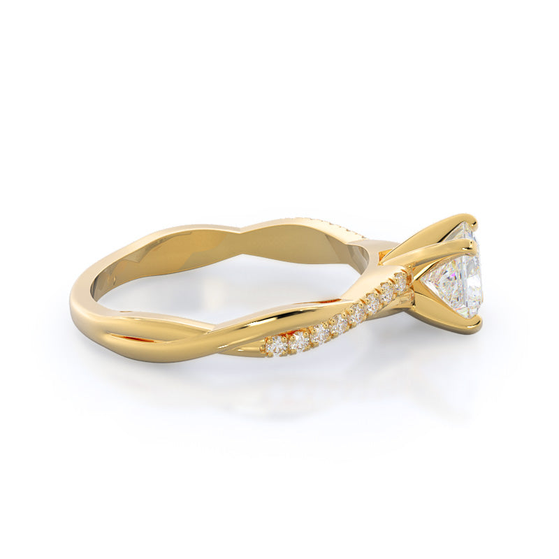 Princess Cut Vine Diamond Engagement Ring with Lab Grown Diamond in 14KT Yellow Gold view 3
