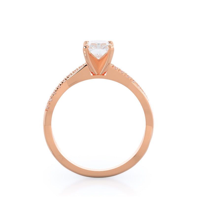 Radiant Cut Vine Diamond Engagement Ring with Lab Grown Diamond in 14KT Rose Gold view 2

