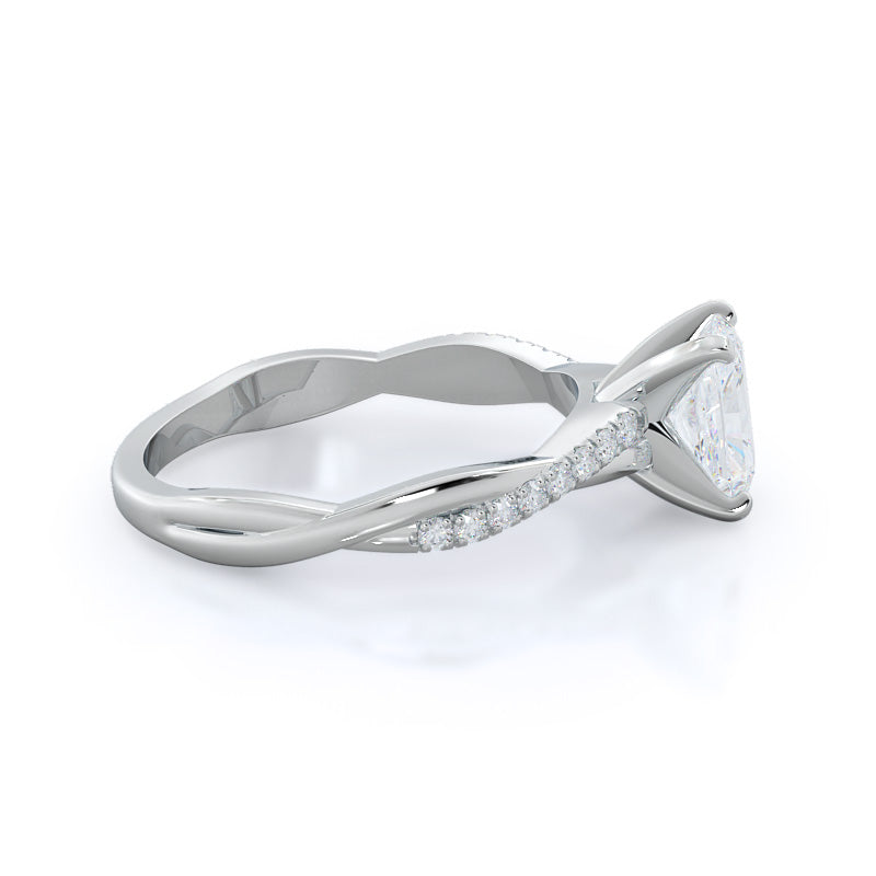 Radiant Cut Vine Diamond Engagement Ring with Lab Grown Diamond in 14KT Platinum view 3
