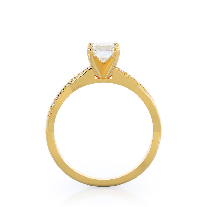 Radiant Cut Vine Diamond Engagement Ring with Lab Grown Diamond in 14KT Yellow Gold view 2
