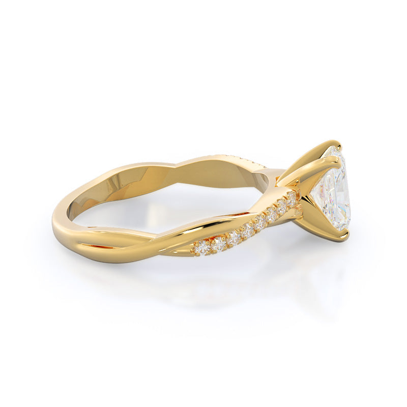 Radiant Cut Vine Diamond Engagement Ring with Lab Grown Diamond in 14KT Yellow Gold view 3

