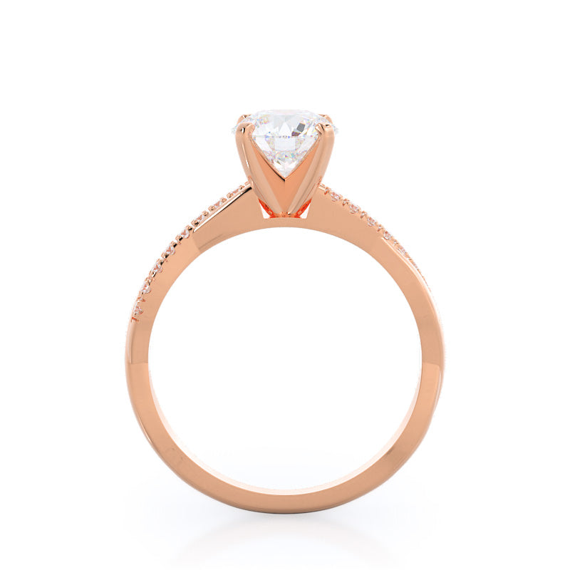 Round Cut Vine Diamond Engagement Ring with Lab Grown Diamond in 14KT Rose Gold view 2
