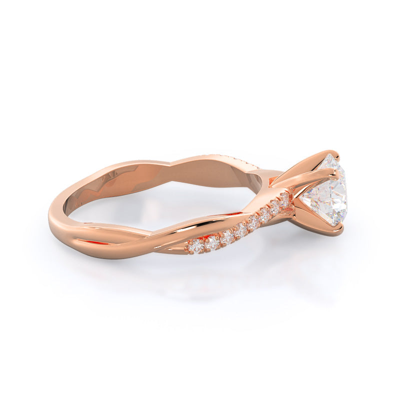 Round Cut Vine Diamond Engagement Ring with Lab Grown Diamond in 14KT Rose Gold view 4
