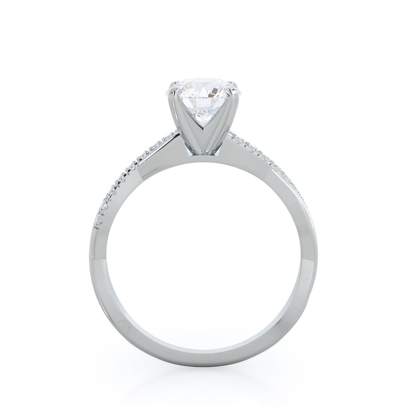 Round Cut Vine Diamond Engagement Ring with Lab Grown Diamond in 14KT Platinum view 2
