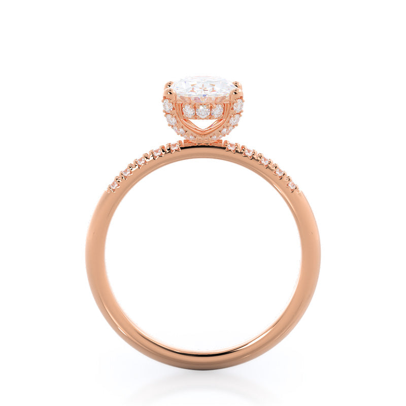 Oval Cut French Set Diamond Basket Engagement Ring with Lab Grown Diamond in 14KT Rose Gold view 2
