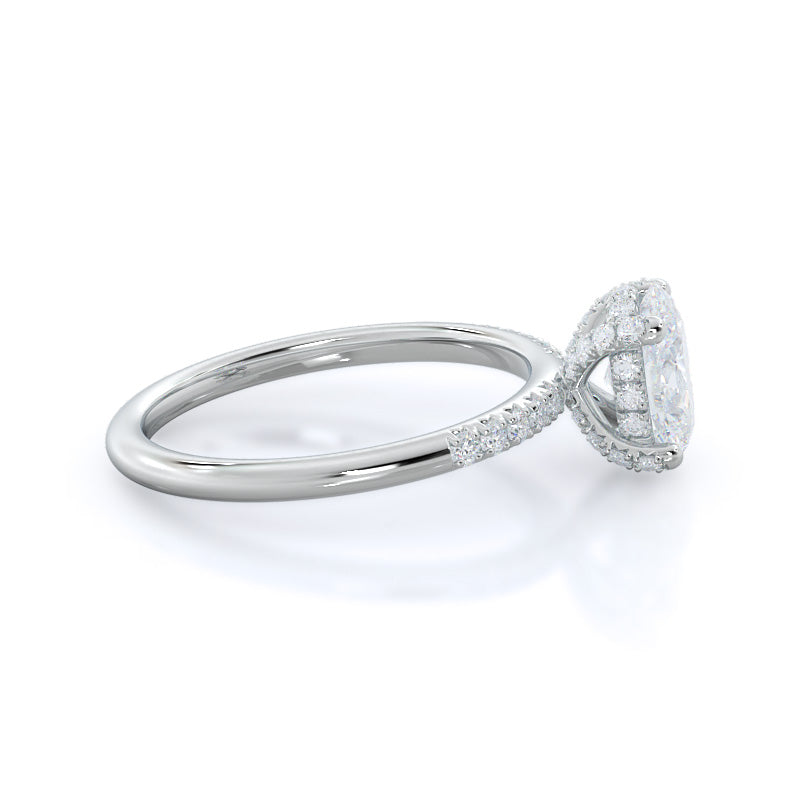Oval Cut French Set Diamond Basket Engagement Ring with Lab Grown Diamond in 14KT Platinum view 3
