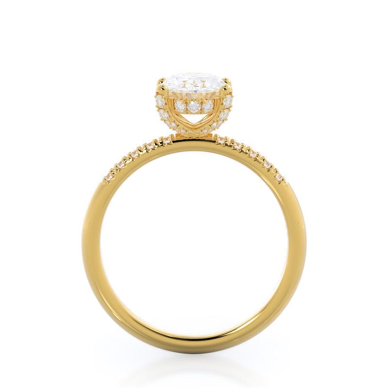 Oval Cut French Set Diamond Basket Engagement Ring with Lab Grown Diamond in 14KT Yellow Gold view 2
