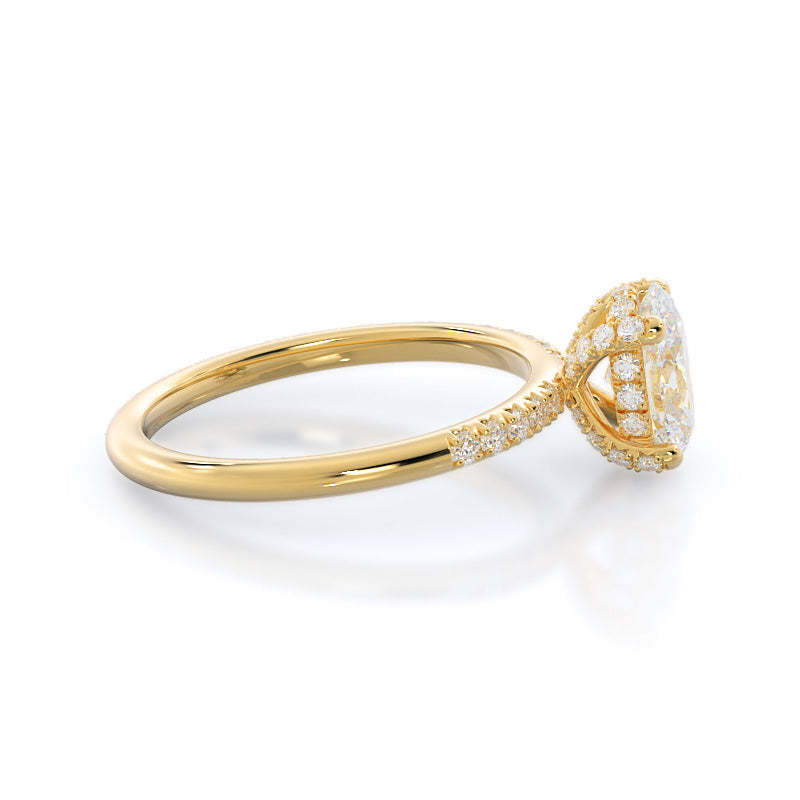Oval Cut French Set Diamond Basket Engagement Ring with Lab Grown Diamond in 14KT Yellow Gold view 3
