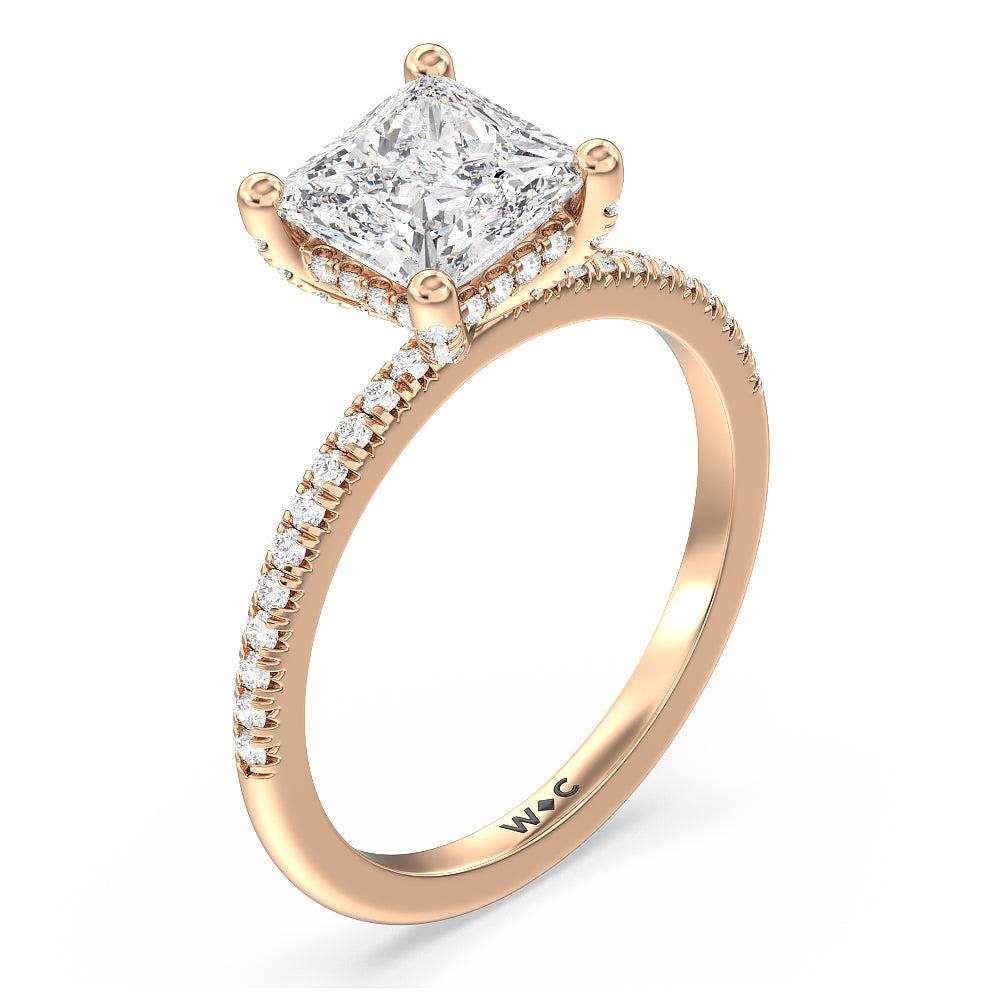 Princess Cut French Set Diamond Basket Engagement Ring with Lab Grown Diamond in 14KT Rose Gold view 3
