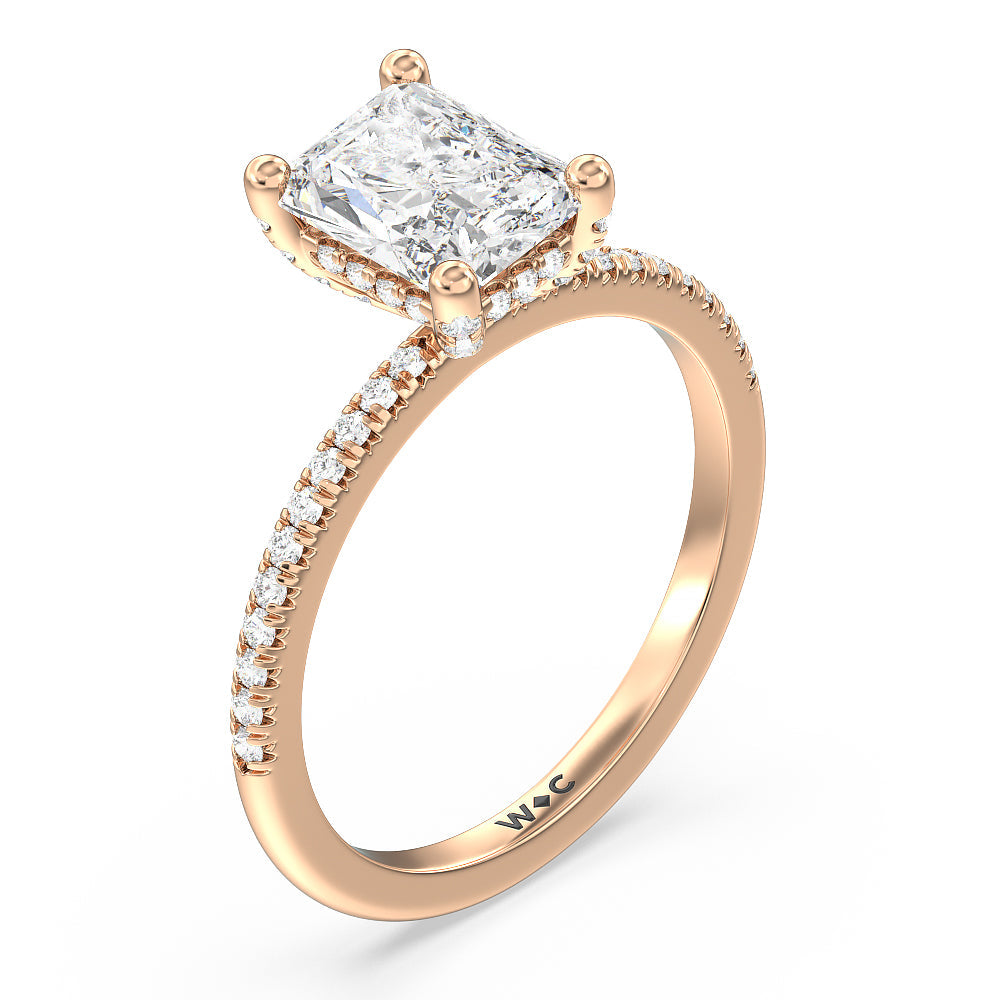 Radiant Cut French Set Diamond Basket Engagement Ring with Lab Grown Diamond in 14KT Rose Gold view 3
