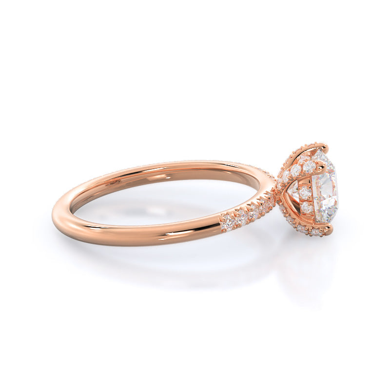 Round Cut French Set Diamond Basket Engagement Ring with Lab Grown Diamond in 14KT Rose Gold view 2
