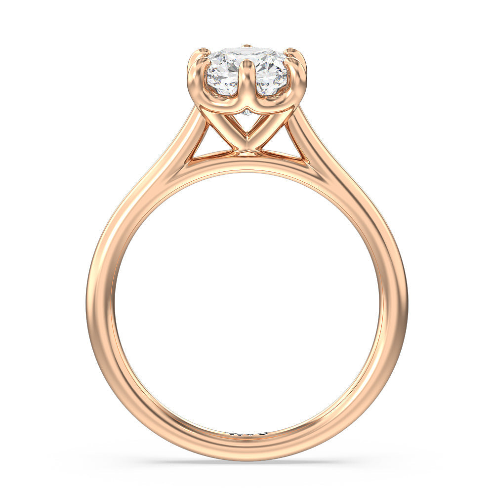 Cushion Cut Six Prong Cathedral Basket Engagement Ring with Lab Grown Diamond in 14KT Rose Gold view 4
