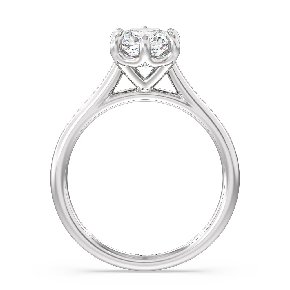 Cushion Cut Six Prong Cathedral Basket Engagement Ring with Lab Grown Diamond in 14KT Platinum view 4
