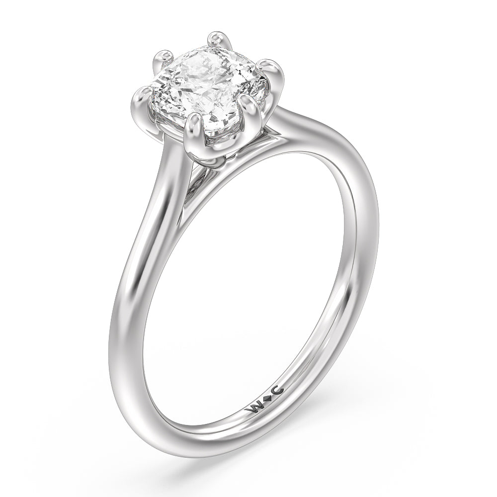 Cushion Cut Six Prong Cathedral Basket Engagement Ring with Lab Grown Diamond in 14KT Platinum view 5
