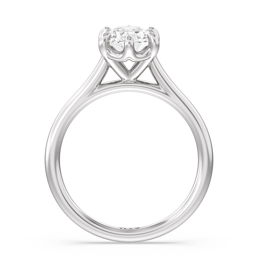 Oval Cut Six Prong Cathedral Basket Engagement Ring with Lab Grown Diamond in 14KT Platinum view 4
