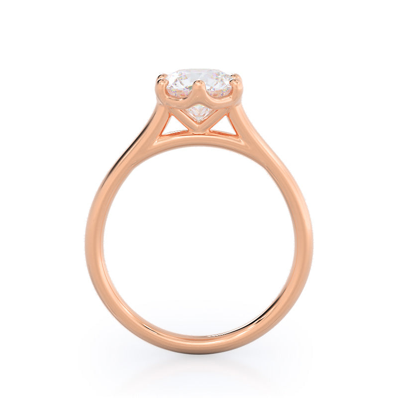 Round Cut Six Prong Cathedral Basket Engagement Ring with Lab Grown Diamond in 14KT Rose Gold view 4
