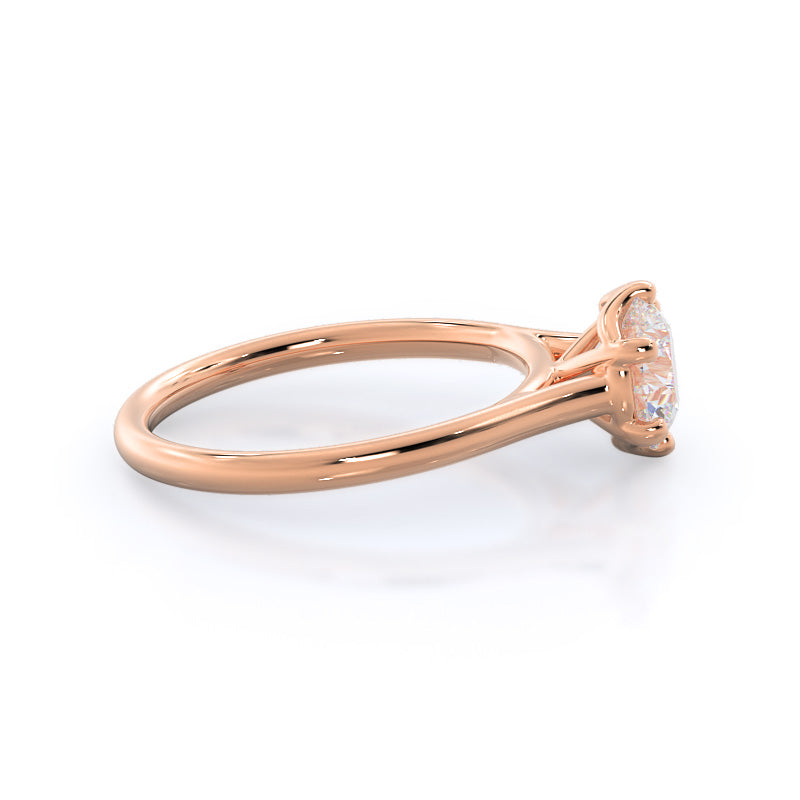 Six Prong Cathedral Basket Engagement Ring with Round Cut Diamond in 14KT Rose Gold view 3
