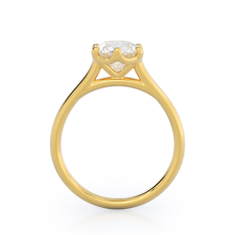 Round Cut Six Prong Cathedral Basket Engagement Ring with Lab Grown Diamond in 14KT Yellow Gold view 4
