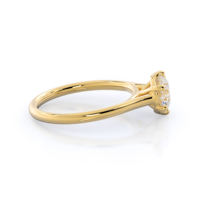 Round Cut Six Prong Cathedral Basket Engagement Ring with Lab Grown Diamond in 14KT Yellow Gold view 5
