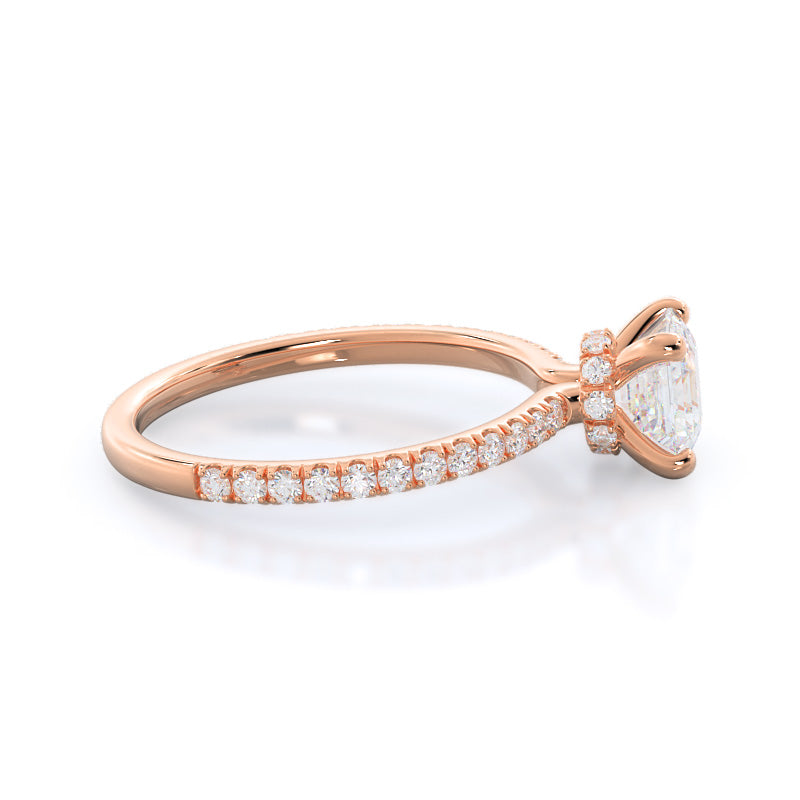 Asscher Cut Pave Love Knot Diamond Engagement Ring with Lab Grown Diamond in 14KT Rose Gold view 6

