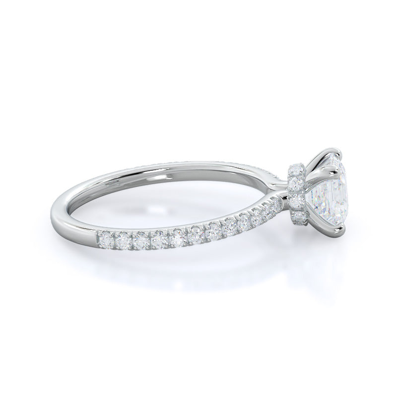 Asscher Cut Pave Love Knot Diamond Engagement Ring with Lab Grown Diamond in 14KT Platinum view 6
