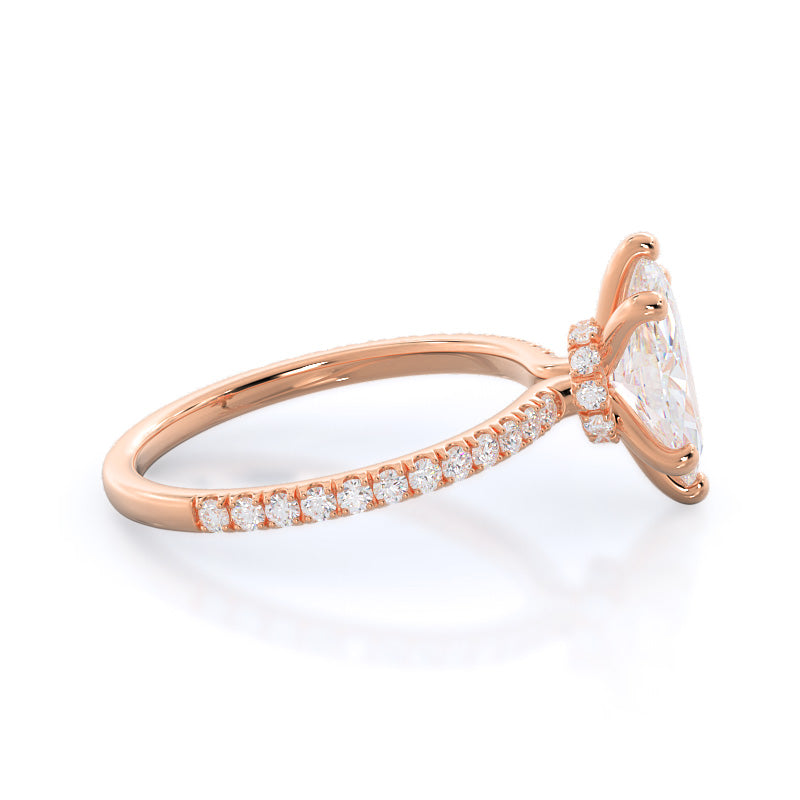Marquise Cut Pave Love Knot Diamond Engagement Ring with Lab Grown Diamond in 14KT Rose Gold view 6
