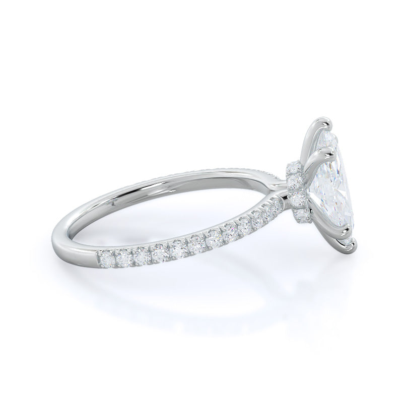 Pave Love Knot Diamond Engagement Ring with Marquise Cut Diamond in 14KT Platinum view 3
