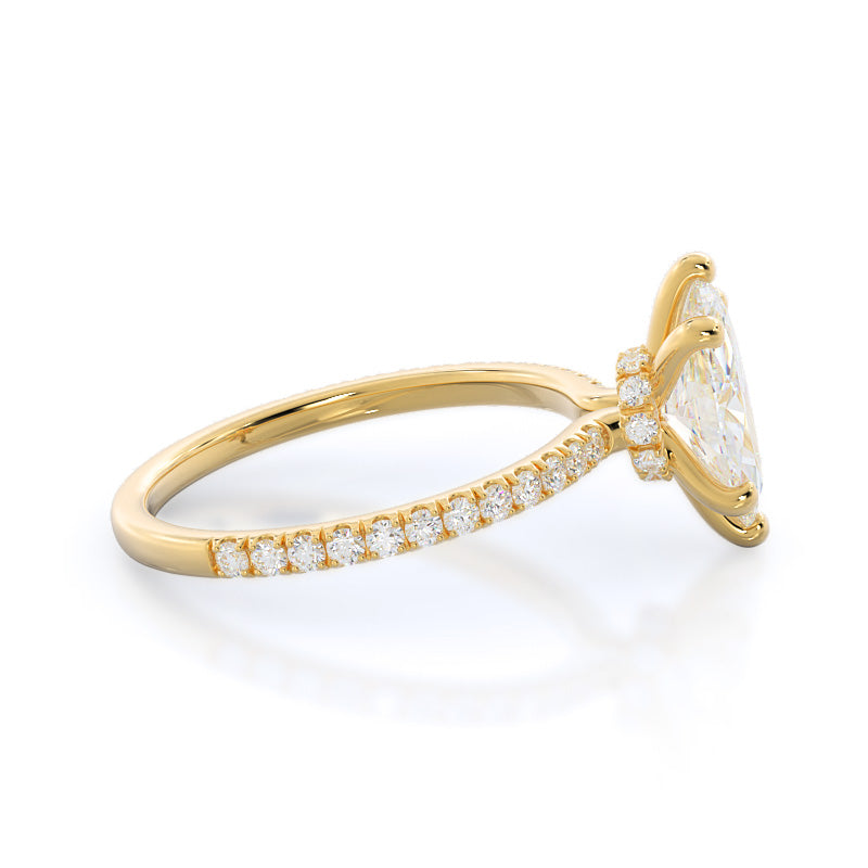 Pave Love Knot Diamond Engagement Ring with Marquise Cut Diamond in 14KT Yellow Gold view 3
