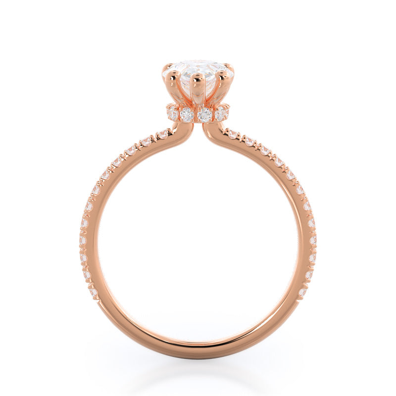 Pear Cut Pave Love Knot Diamond Engagement Ring with Lab Grown Diamond in 14KT Rose Gold view 5
