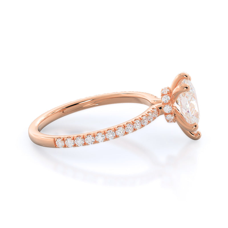 Pave Love Knot Diamond Engagement Ring with Pear Cut Diamond in 14KT Rose Gold view 3
