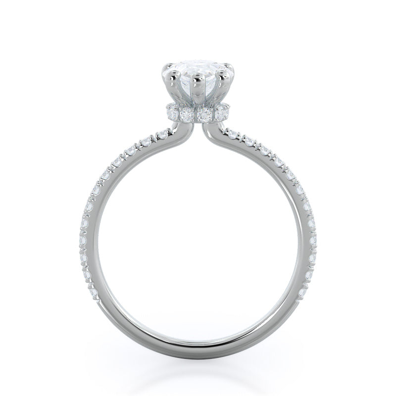 Pear Cut Pave Love Knot Diamond Engagement Ring with Lab Grown Diamond in 14KT Platinum view 5
