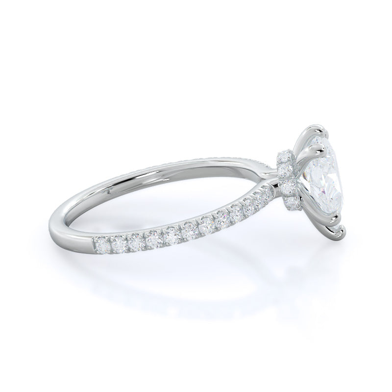 Pear Cut Pave Love Knot Diamond Engagement Ring with Lab Grown Diamond in 14KT Platinum view 6

