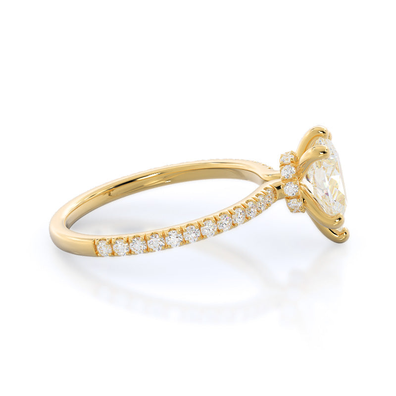 Pave Love Knot Diamond Engagement Ring with Pear Cut Diamond in 14KT Yellow Gold view 3
