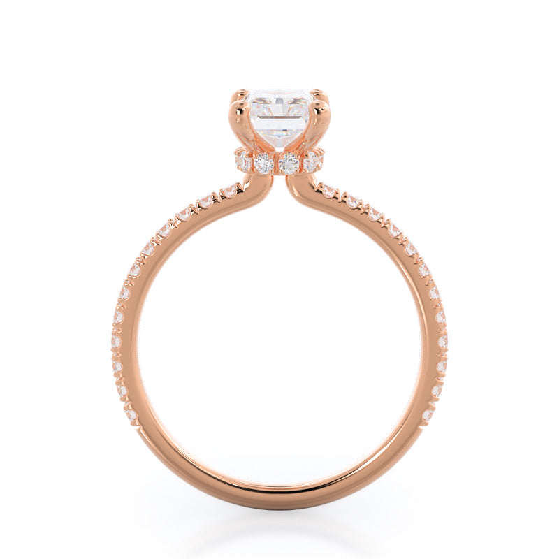 Radiant Cut Pave Love Knot Diamond Engagement Ring with Lab Grown Diamond in 14KT Rose Gold view 5
