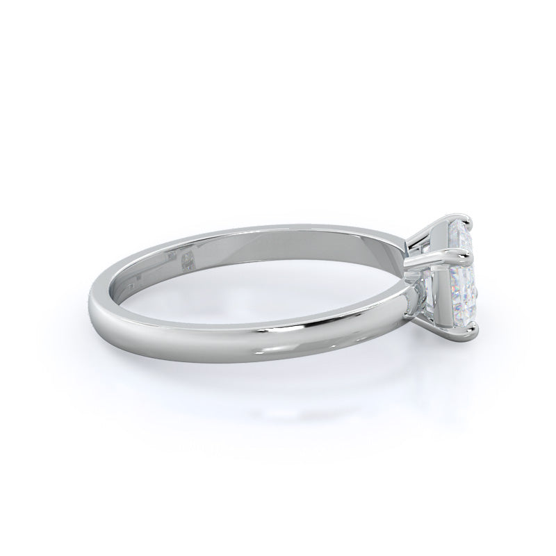 West Emerald Cut Classic Four Prong East West Engagement Ring with Lab Grown Diamond in 14KT Platinum view 3
