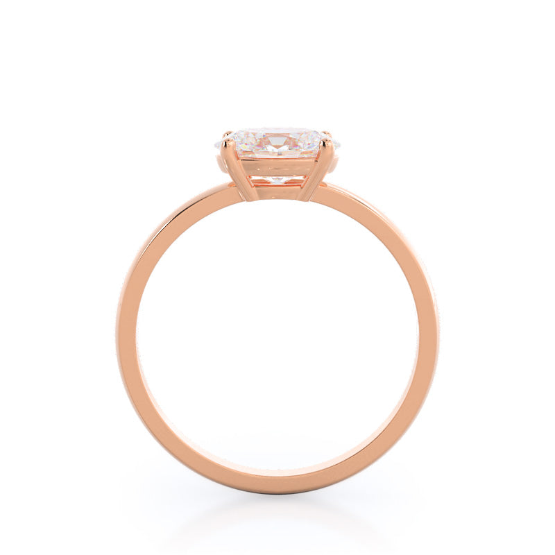 West Oval Cut Classic Four Prong East West Engagement Ring with Lab Grown Diamond in 14KT Rose Gold view 2
