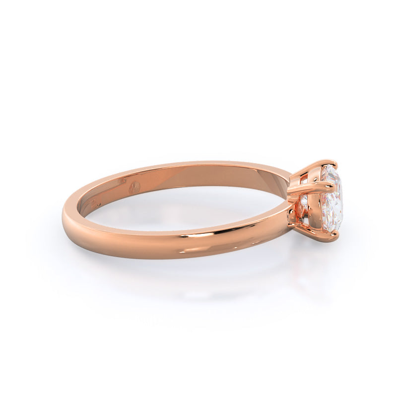 West Oval Cut Classic Four Prong East West Engagement Ring with Lab Grown Diamond in 14KT Rose Gold view 3
