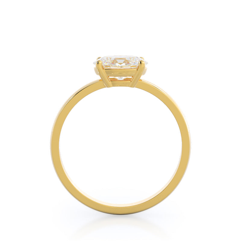 West Oval Cut Classic Four Prong East West Engagement Ring with Lab Grown Diamond in 14KT Yellow Gold view 2
