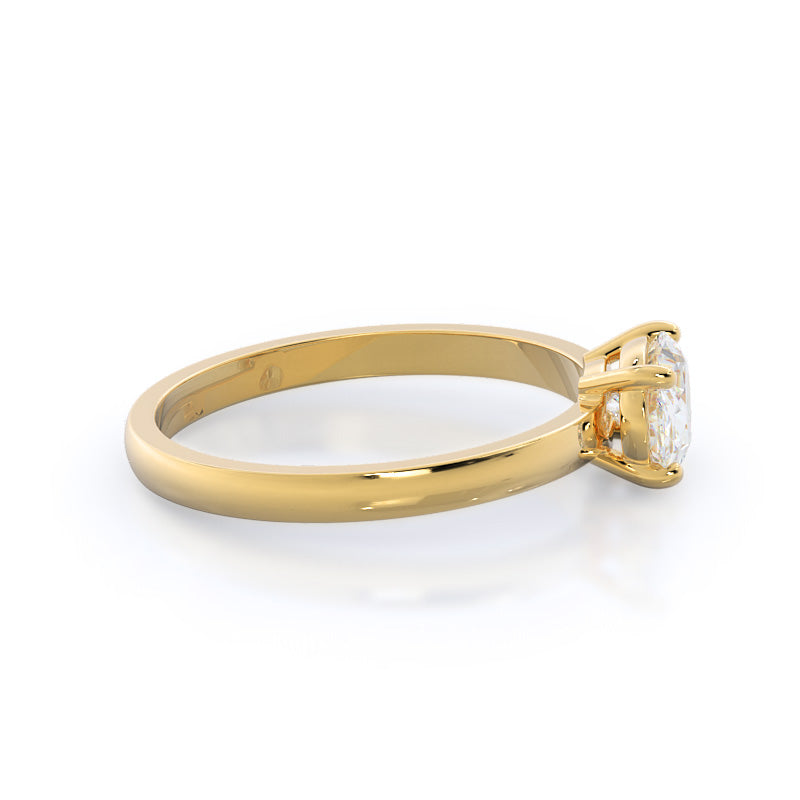 West Oval Cut Classic Four Prong East West Engagement Ring with Lab Grown Diamond in 14KT Yellow Gold view 3
