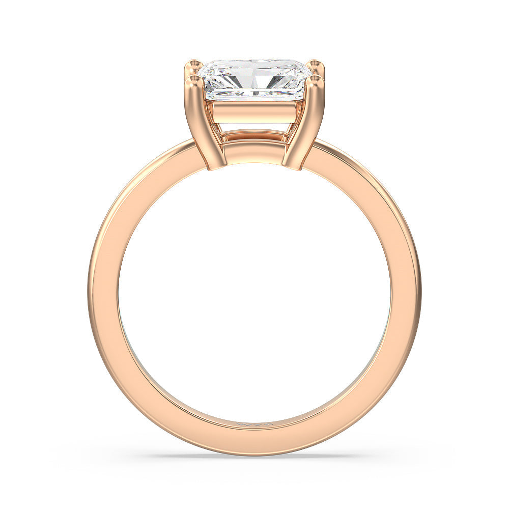 West Radiant Cut Classic Four Prong East West Engagement Ring with Lab Grown Diamond in 14KT Rose Gold view 2
