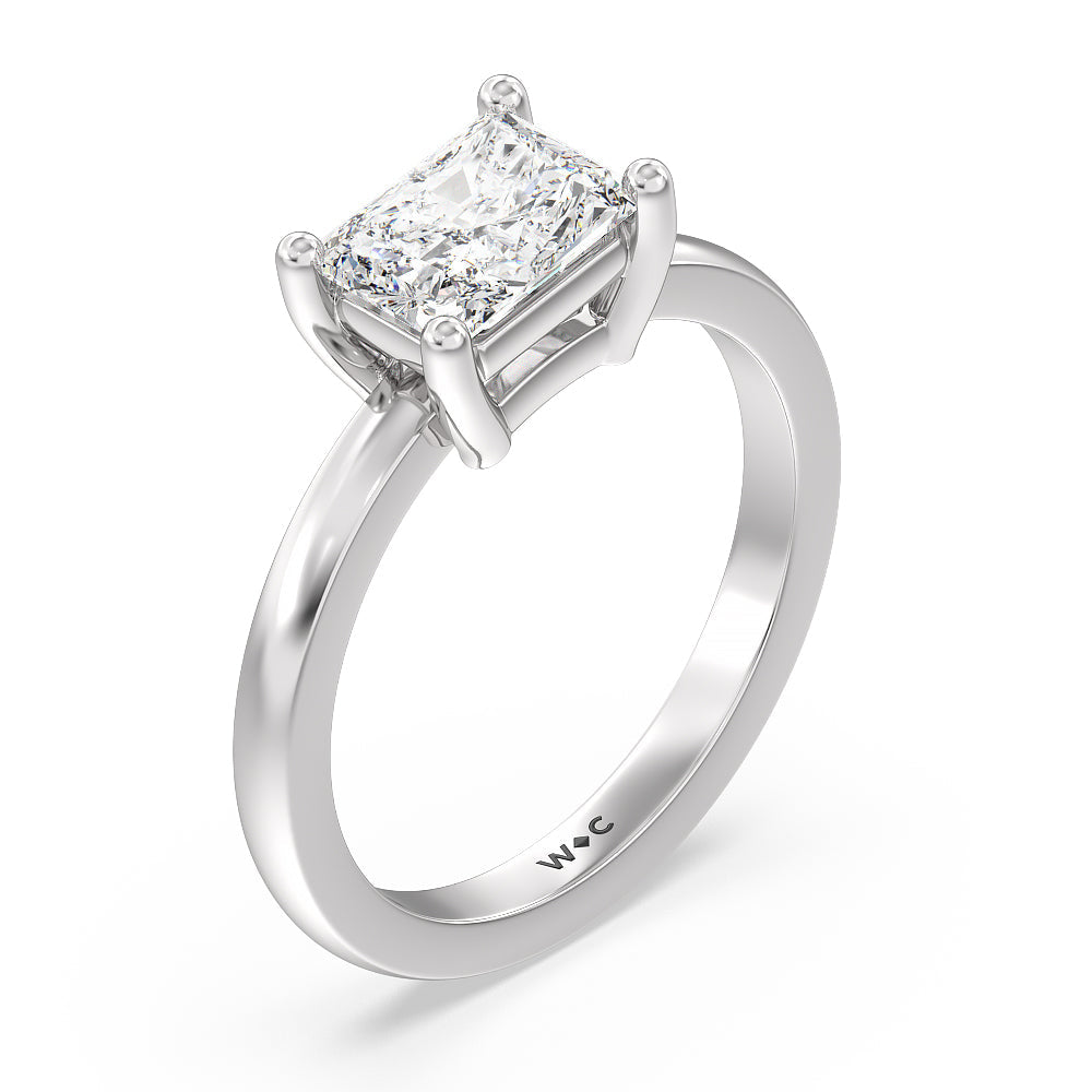 West Radiant Cut Classic Four Prong East West Engagement Ring with Lab Grown Diamond in 14KT Platinum view 3

