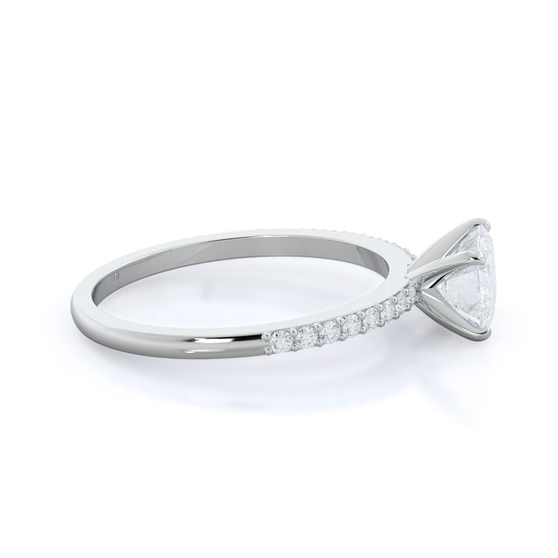 West Emerald Cut East West Pave Diamond Engagement Ring with Lab Grown Diamond in 14KT Platinum view 3
