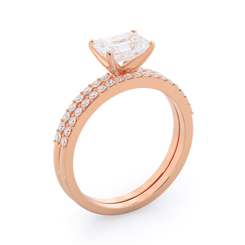 West Oval Cut East West Pave Diamond Engagement Ring with Lab Grown Diamond in 14KT Rose Gold view 4
