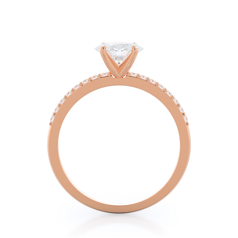 West Oval Cut East West Pave Diamond Engagement Ring with Lab Grown Diamond in 14KT Rose Gold view 2
