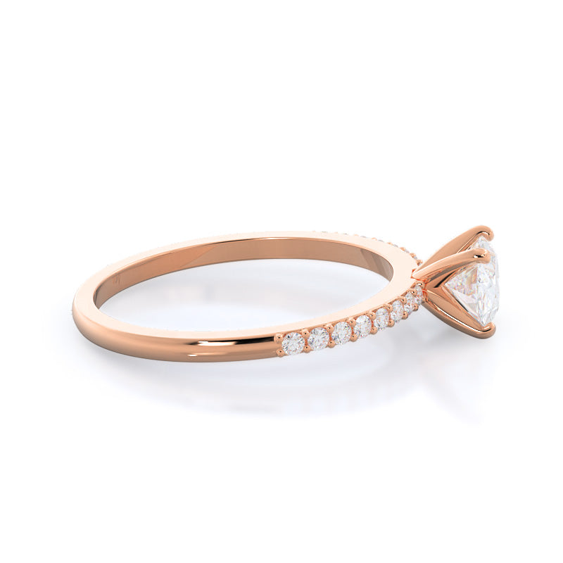 West Oval Cut East West Pave Diamond Engagement Ring with Lab Grown Diamond in 14KT Rose Gold view 3
