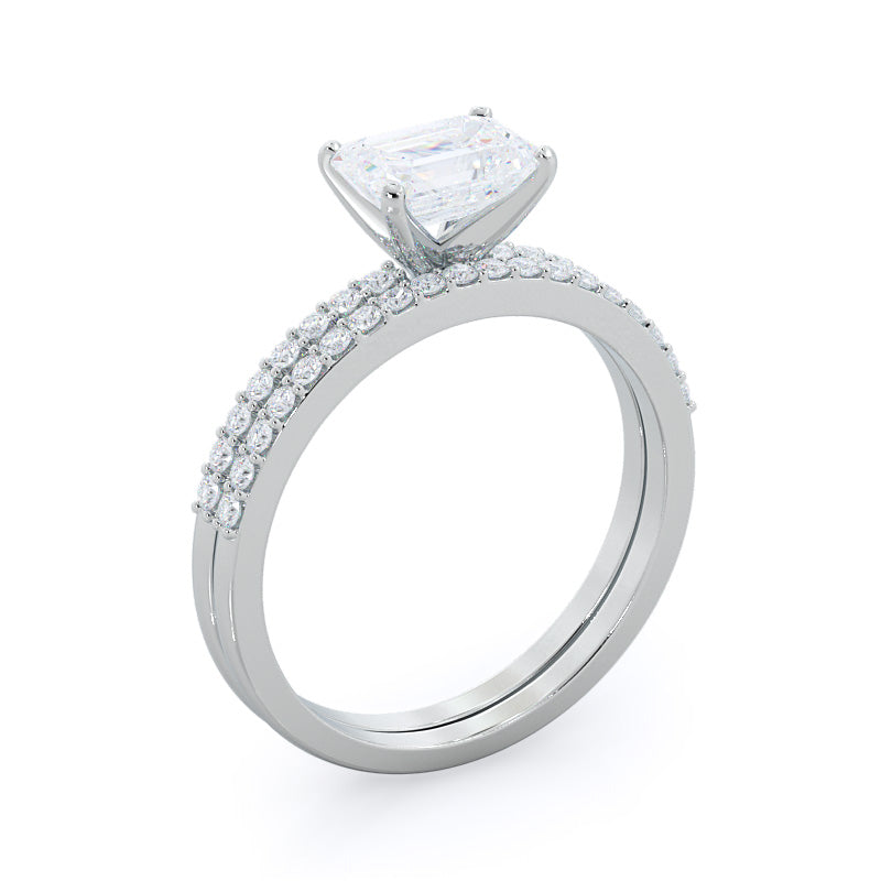 West Oval Cut East West Pave Diamond Engagement Ring with Lab Grown Diamond in 14KT Platinum view 4
