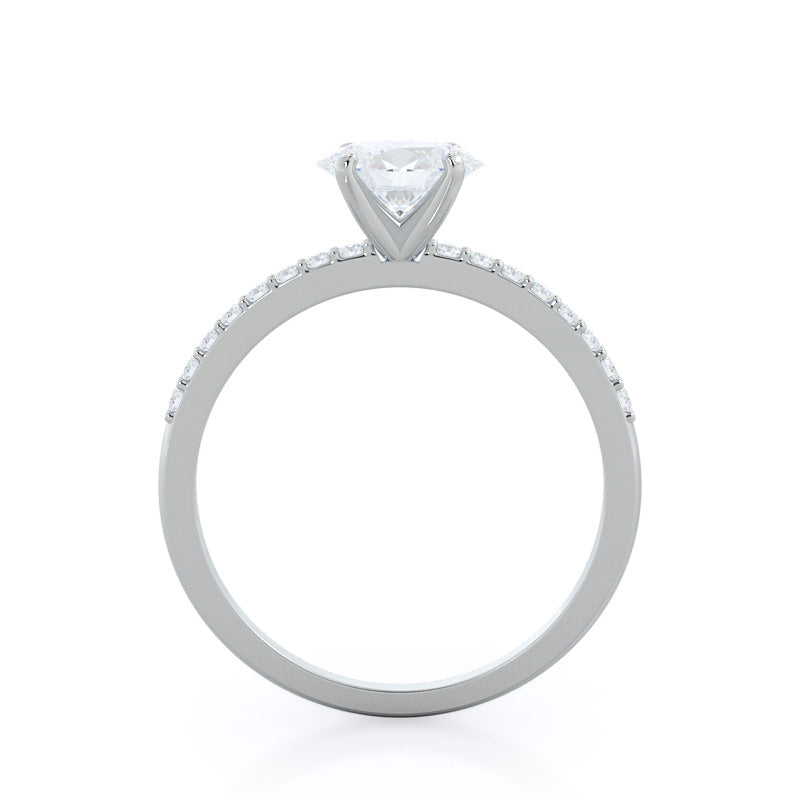 West Oval Cut East West Pave Diamond Engagement Ring with Lab Grown Diamond in 14KT Platinum view 2

