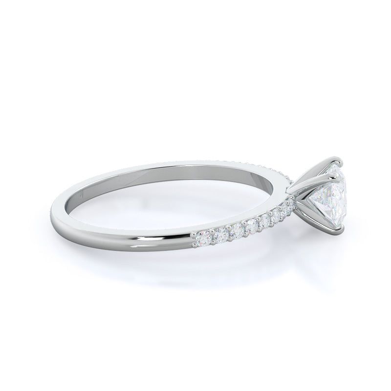 West Oval Cut East West Pave Diamond Engagement Ring with Lab Grown Diamond in 14KT Platinum view 3
