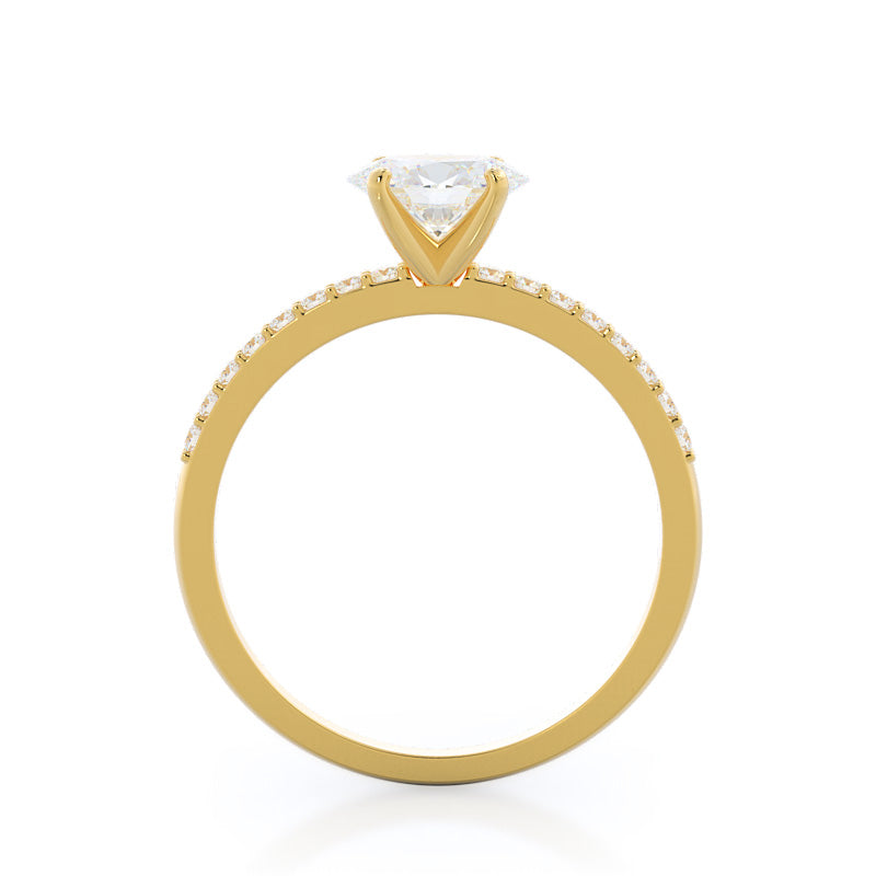 West Oval Cut East West Pave Diamond Engagement Ring with Lab Grown Diamond in 14KT Yellow Gold view 2
